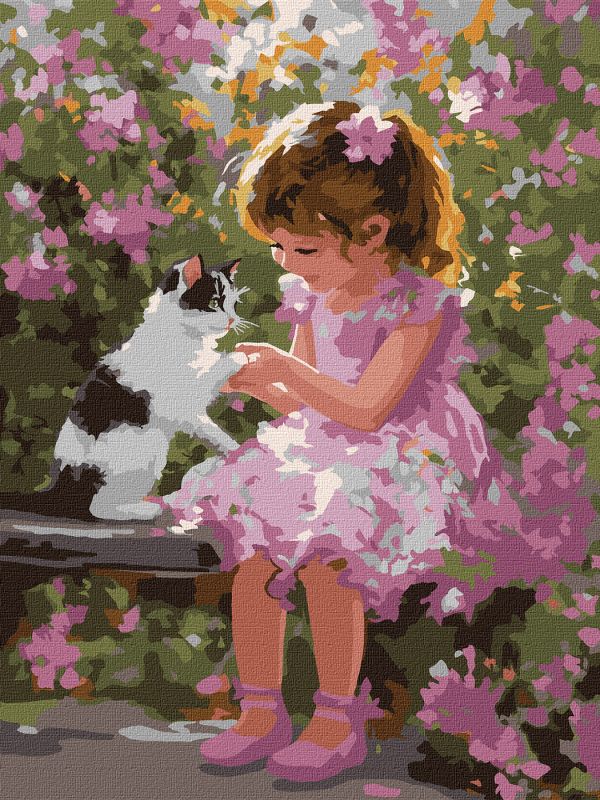 Painting by numbers - Playing with a kitty ©art.solomiia