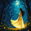 Painting by numbers - Girl among fireflies with extra metallic paints ©art_selena_ua