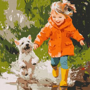 Malen nach Zahlen - Durch Pfützen laufen ©art_selena_ua