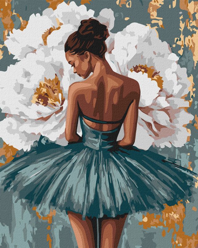 Painting by numbers - Ballerina with white peonies with metallic paints ©art_selena_ua