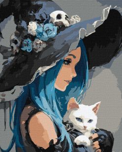 Malen nach Zahlen - Mädchen mit weißer Katze ©art_selena_ua