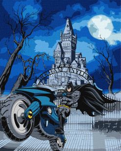 Malen nach Zahlen - Batman: Batcycle mit extra Metallic-Farben ©Warner Bros.