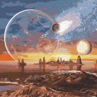 Malen nach Zahlen - Weltraumwüste mit Metallic-Lack