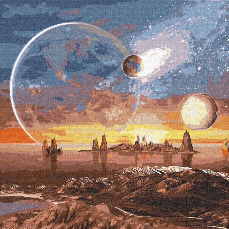 Malen nach Zahlen - Weltraumwüste mit Metallic-Lack