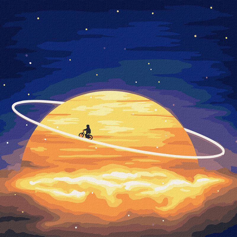 Painting by numbers - Around Saturn with metallic paints