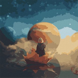 Malen nach Zahlen - Weltraumspaziergang mit Metallic-Farben