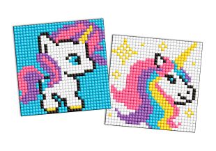 Diamond Painting auf einem Aufkleber - Einhorn, Satz mit 2 Bildern