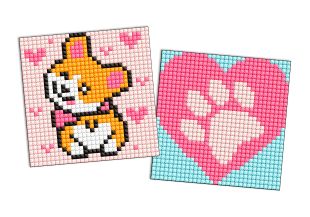 Diamond Painting auf einem Aufkleber - Corgi, Satz mit 2 Bildern