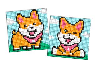 Diamond Painting auf einem Magnet - Verspielte Hunde, Satz mit 2 Bildern