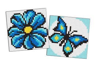 Diamond Painting auf einem Magnet - Blaue Farbe, Satz mit 2 Bildern