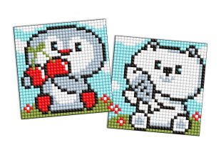 Diamond Painting auf einem Magnet - Pinguin und Bärenjunges, Satz mit 2 Bildern