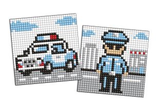 Diamond Painting auf einem Aufkleber - Berufe. Polizist, Satz mit 2 Bildern
