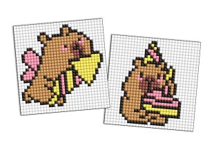 Diamond Painting auf einem Aufkleber - Capybara 1, Satz mit 2 Bildern