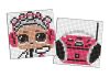Diamond Painting auf einem Magnet - LOL und rosa Boombox, Satz mit 2 Bildern