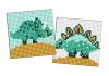 Diamond Painting auf einem Aufkleber - Jurassic period. Dinosaurier 3, Satz mit 2 Bildern
