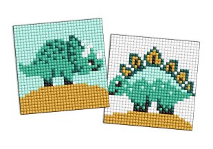 Diamond Painting auf einem Aufkleber - Jurassic period. Dinosaurier 3, Satz mit 2 Bildern