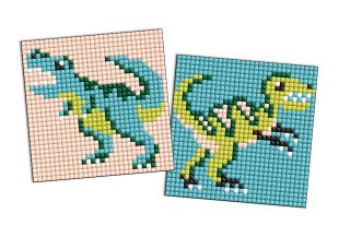 Diamond Painting auf einem Aufkleber - Jurassic period. Dinosaurier 4, Satz mit 2 Bildern