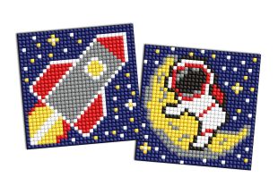 Diamond Painting auf einem Aufkleber - Berufe. Astronaut, Satz mit 2 Bildern