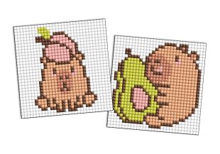 Diamond Painting auf einem Magnet - Capybara: Pfirsich und Avocado, Satz mit 2 Bildern