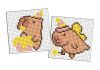 Diamond Painting auf einem Aufkleber - Capybara hat Spaß, Satz mit 2 Bildern