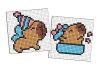 Diamond Painting auf einem Aufkleber - Capybara feiert, Satz mit 2 Bildern