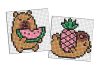 Diamond Painting auf einem Magnet - Capybara: Ananas und Wassermelone, Satz mit 2 Bildern