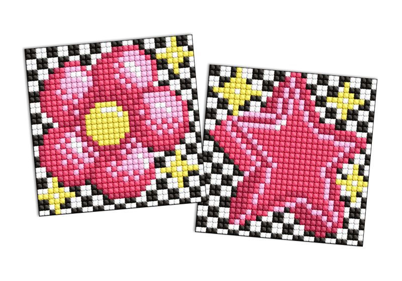 Diamond Painting auf einem Magnet - Blume und Stern, Satz mit 2 Bildern