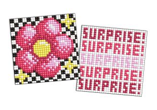 Diamond Painting auf einem Aufkleber - Blume und Überraschung, Satz mit 2 Bildern