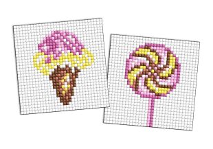 Diamond Painting auf einem Magnet - Eiscreme und Lutscher, Satz mit 2 Bildern