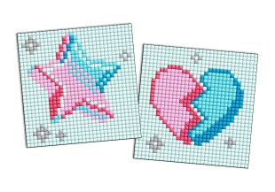 Diamond Painting auf einem Magnet - Stern und gebrochenes Herz, Satz mit 2 Bildern