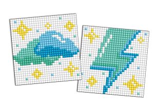 Diamond Painting auf einem Magnet - Wolke und Blitz, Satz mit 2 Bildern