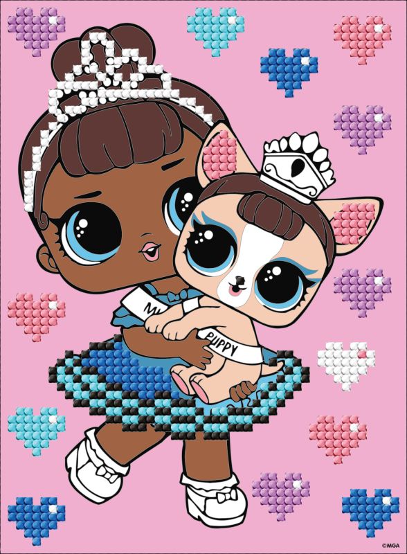 Diamond Painting mit teilweiser Füllung - LOL Surprise! Miss Baby With Miss Puppy