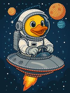 Diamond Painting mit teilweiser Füllung - Ente im Weltraum ©art_selena_ua