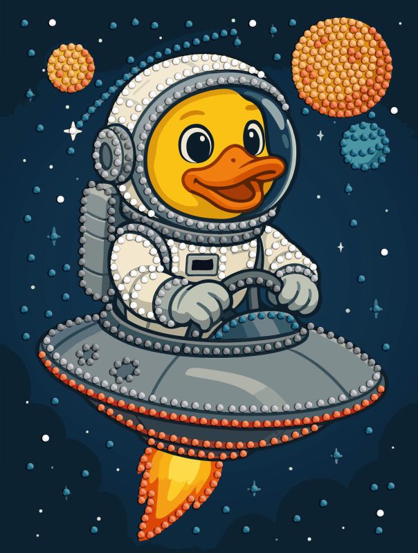 Diamond Painting mit teilweiser Füllung - Ente im Weltraum ©art_selena_ua