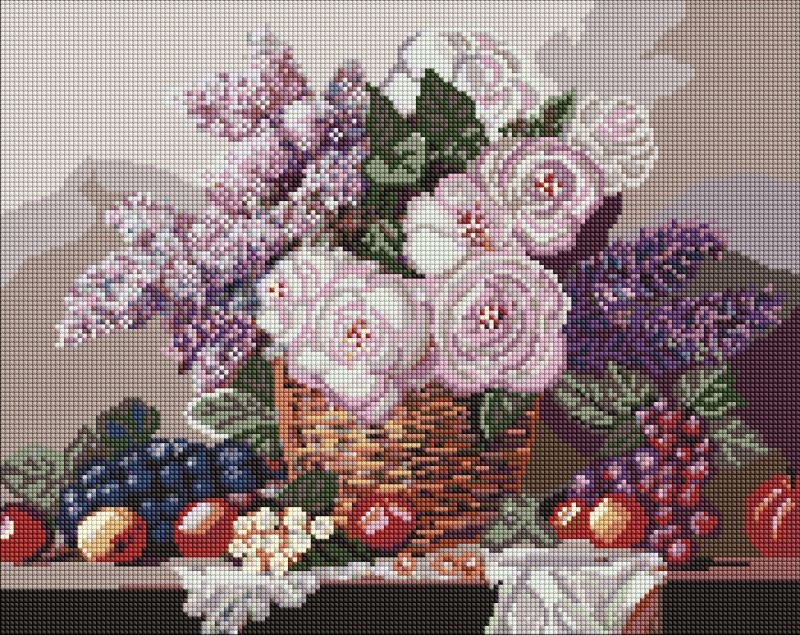 Diamond Painting - Korb mit Blumen und Früchten ©art_selena_ua