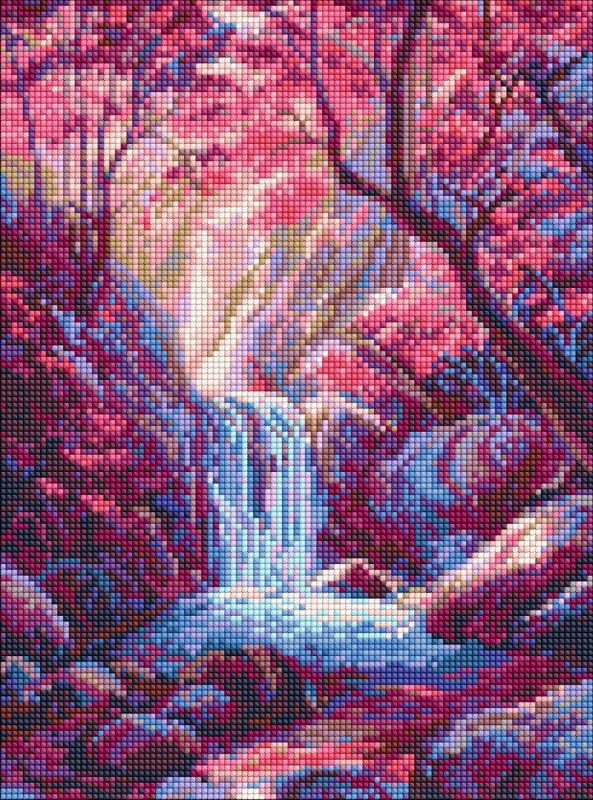 Diamond Painting - Wasserfall in Rosatönen ©art_selena_ua