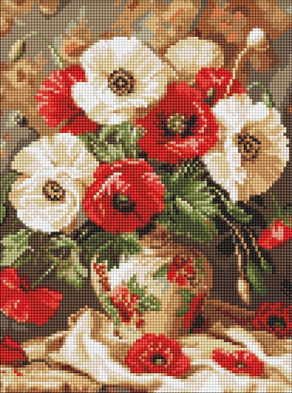 Diamond Painting - Rote und weiße Mohnblumen ©art_selena_ua