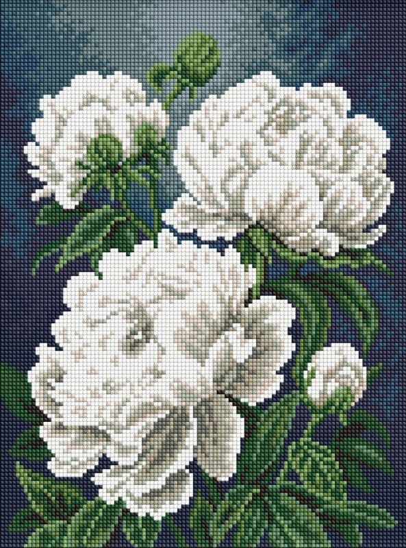 Diamond Painting - Seidenweiße Pfingstrosen ©art_selena_ua