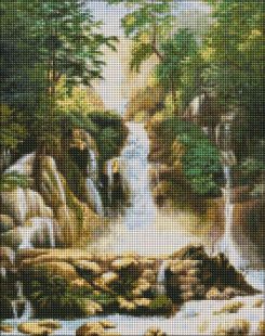 Diamond Painting - Landschaft mit einem Wasserfall ©ArtAlekhina