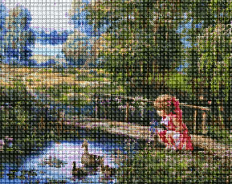 Diamond Painting - Mädchen auf einem Spaziergang ©Sergiy Lobach