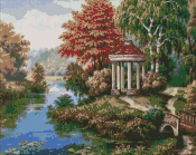 Diamond Painting - Pavillon in der Nähe des Flusses ©Sergei Lobach