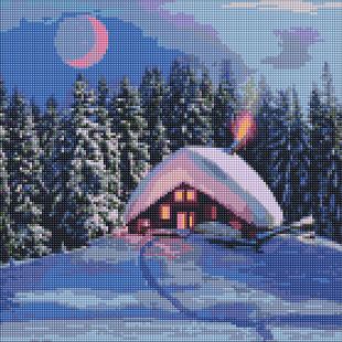 Diamond Painting - Schneebedeckte Hütte