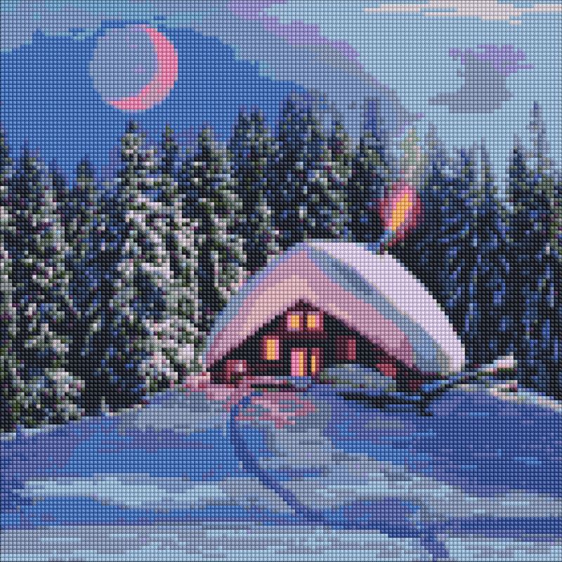 Diamond Painting - Schneebedeckte Hütte