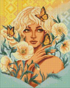 Diamond Painting - Fräulein mit Schmetterlinge mit holografischen Strasssteinen (AB) ©pollypop92
