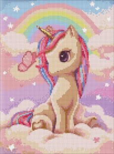 Diamond Painting - Wißbegieriger Einhorn mit holografischen Strasssteinen (AB) ©tanya_bonya