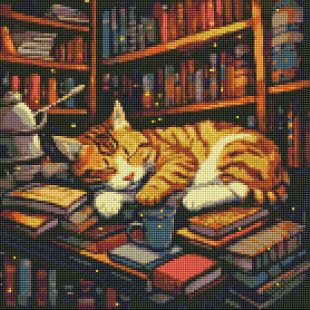 Diamond Painting - Flauschiger Buchliebhaber mit holografischen Strasssteinen (AB) ©art_selena_ua