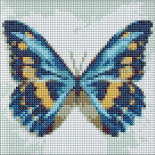 Diamond Painting ohne Rahmen - Blauer Schmetterling mit holografischen Strasssteinen (AB)