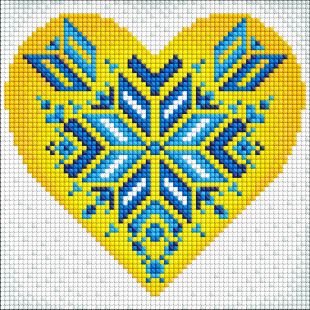 Diamond Painting ohne Rahmen - Die Ukraine im Herzen mit holografischen Strasssteinen (AB) ©Mariia Davydova