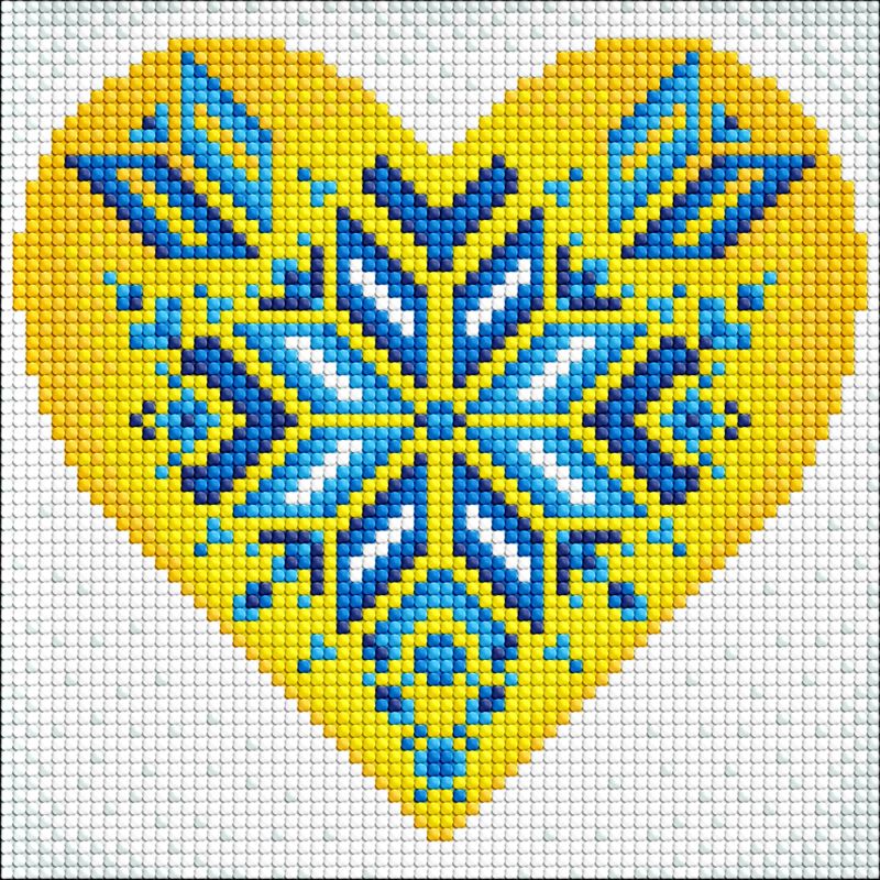 Diamond Painting ohne Rahmen - Die Ukraine im Herzen mit holografischen Strasssteinen (AB) ©Mariia Davydova