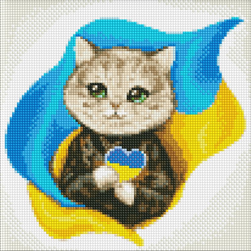 Diamond Painting - Mit der Ukraine im Herzen mit holografischen Strasssteinen (AB) ©ksy_bersan